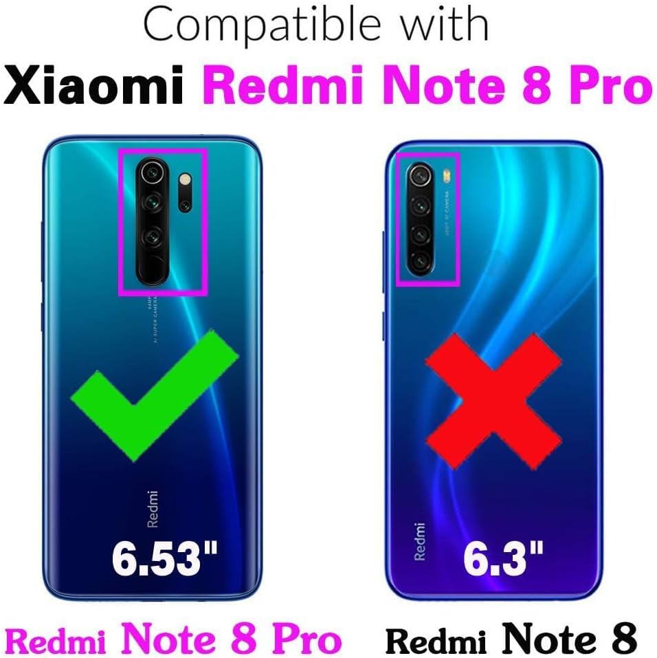 Asuwish Funda de teléfono para Xiaomi Redmi Note 8 Pro con protector de pantalla de vidrio templado y soporte delgado híbrido resistente resistente
