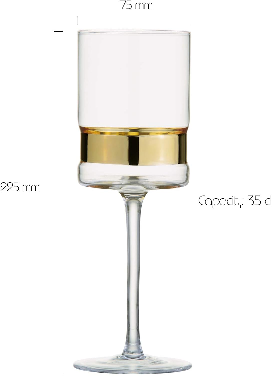 Anton Studio Designs – Juego de 2 copas de vino SoHo – Diseño de borde y galvanizado dorado – Vasos de 11.8 fl oz para un juego de regalo de vino,