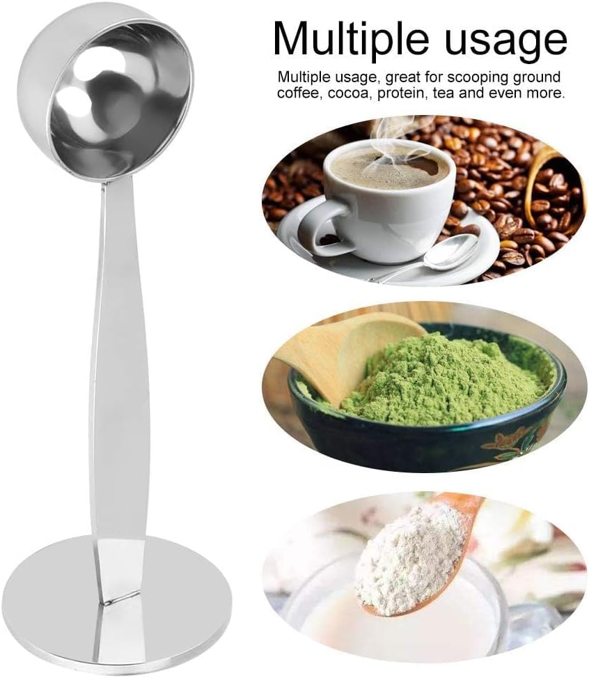 Coffer Tamper – Cuchara de acero inoxidable 2 en 1, cuchara de café multifuncional, cuchara medidora para expreso, cuchara medidora para recoger y