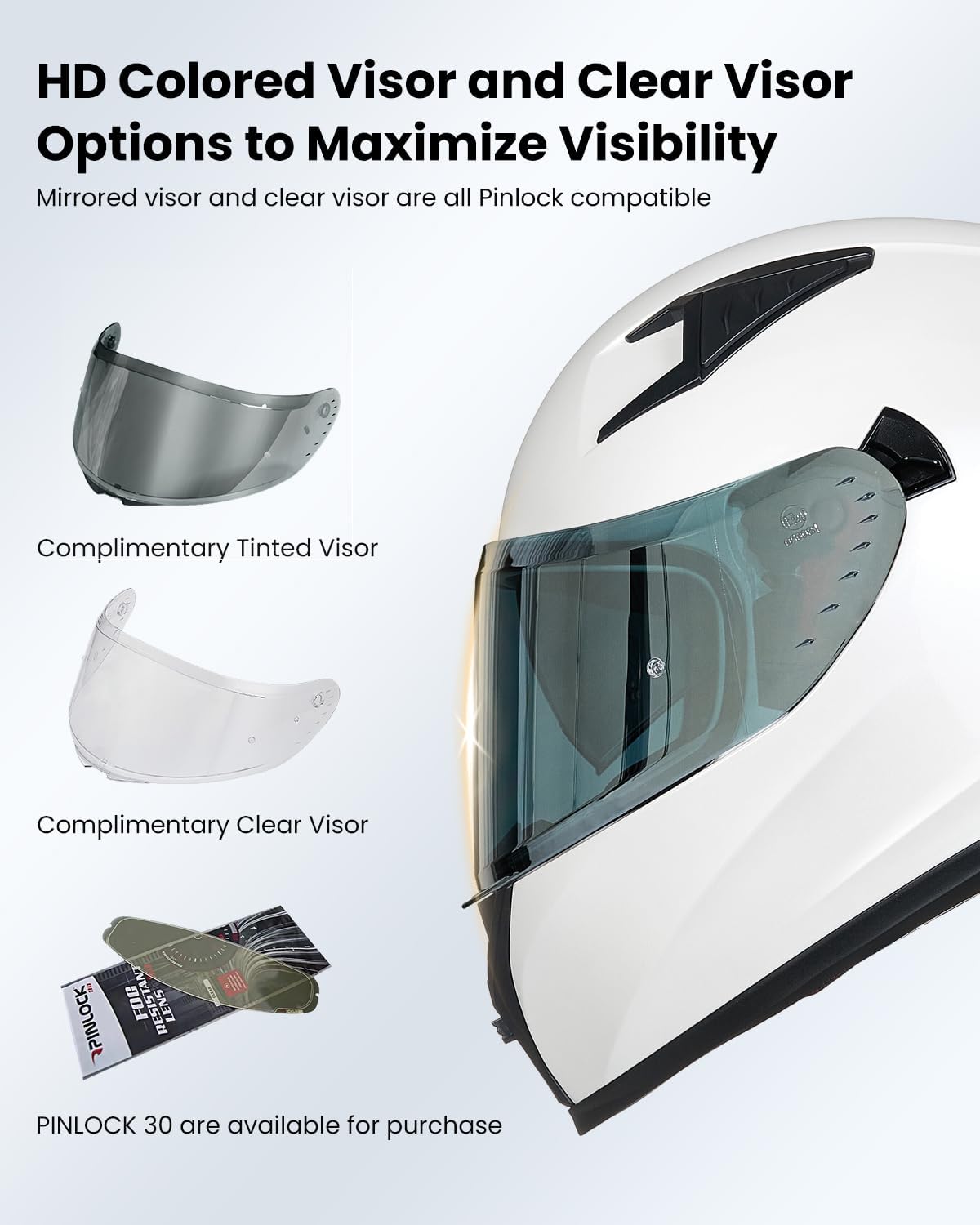 ILM Casco de motocicleta de cara completa con Pinlock compatible con viseras y aletas transparentes y tintadas, casco de motocross para bicicleta de