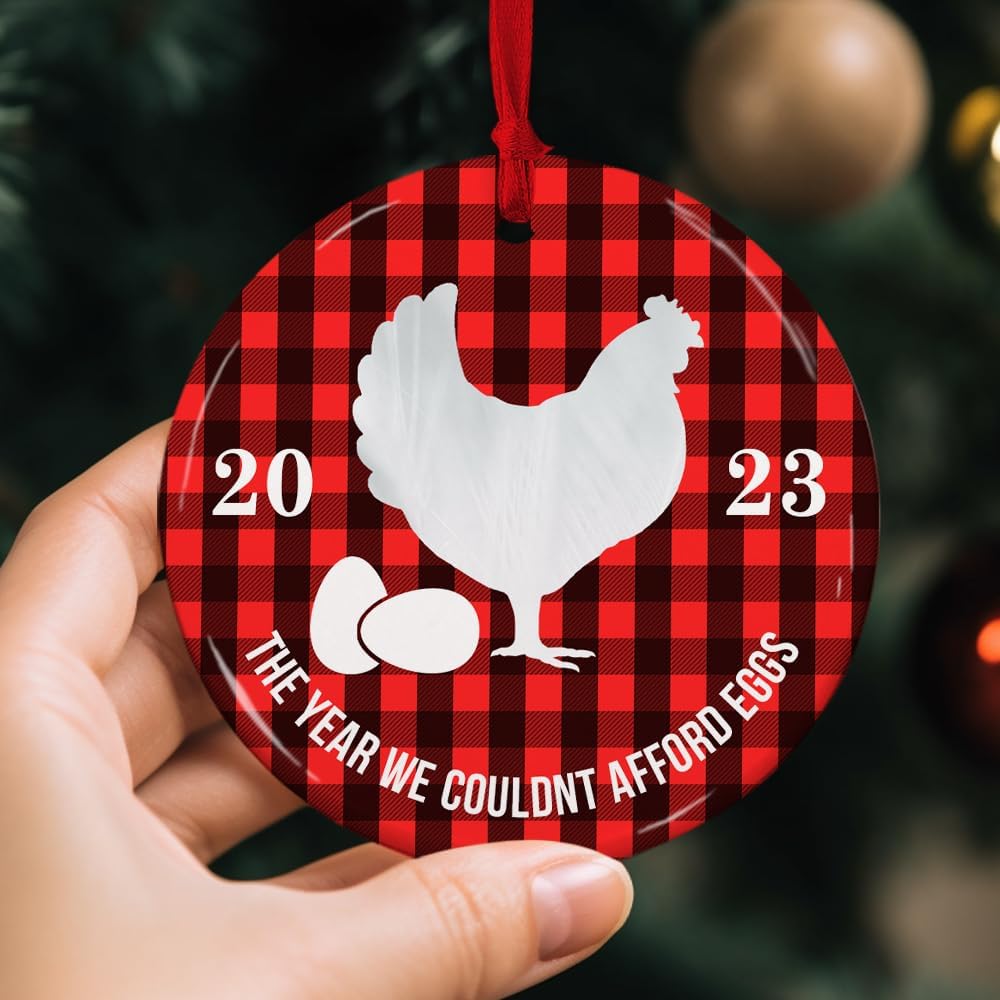 Adorno de huevo de gallina 2023, adorno de cerámica del año que no podíamos permitir, adorno de Navidad, divertido evento conmemorativo, regalos
