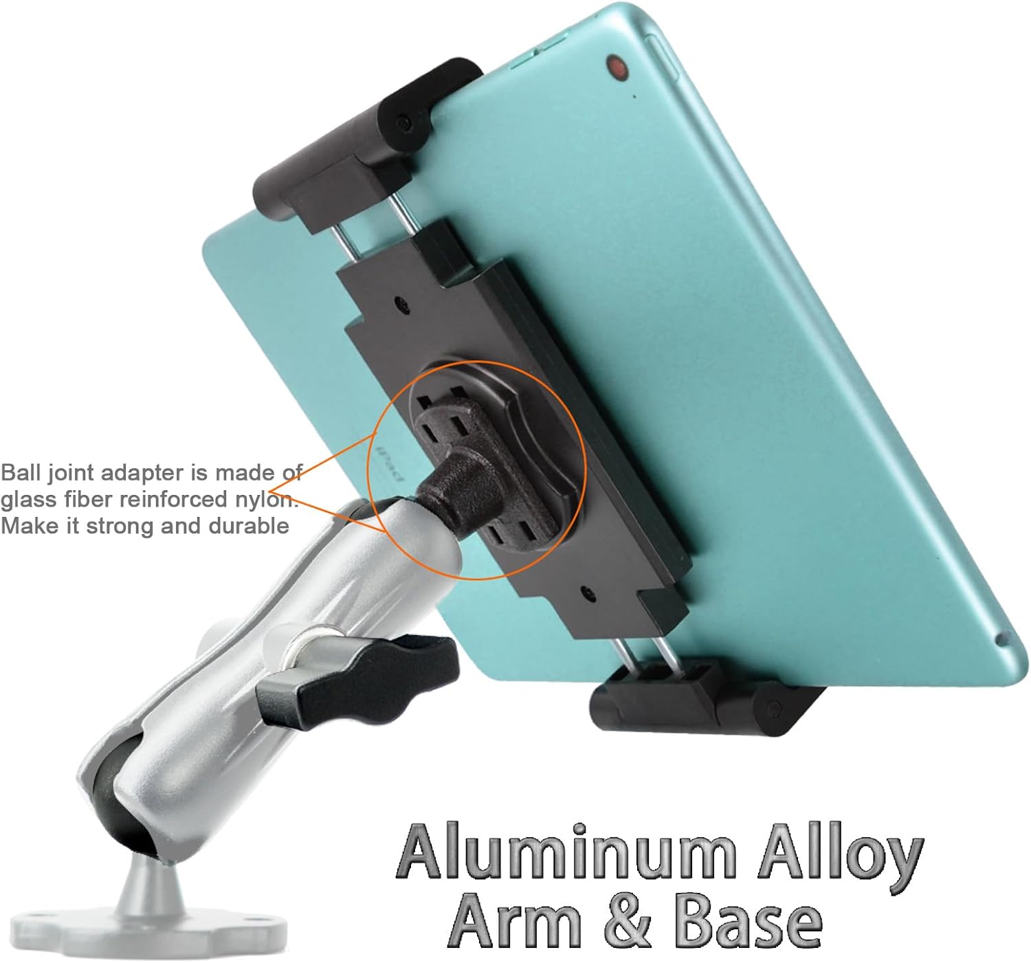 Base de taladro de aluminio resistente para tableta, para tableta de 6.5 a 12.9 pulgadas, iPad ProMini, soporte para iPad ProMini, soporte para iPad