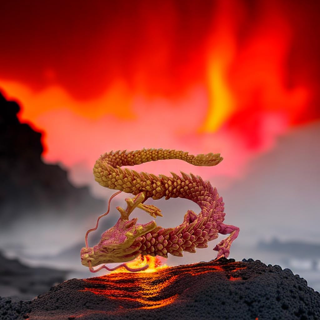NEZIH Dragón impreso en 3D, articulaciones giratorias y articuladas articuladas en 3D, juguetes impresos en 3D de 18 pulgadas para niños y adultos,