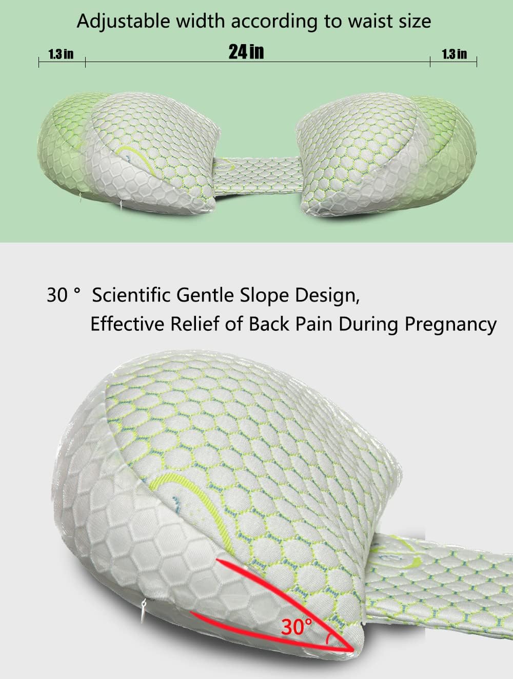 PUREPLAY Almohadas de embarazo para dormir, almohada de maternidad para mujeres embarazadas con funda de almohada desmontable y ajustable, soporte