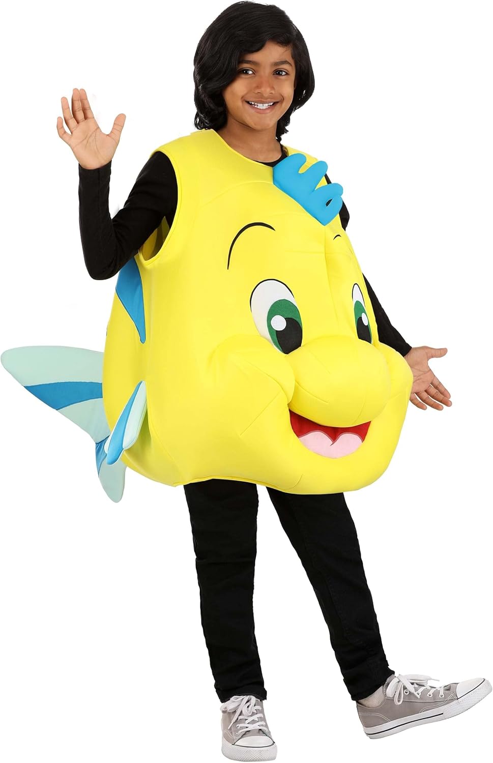 Disney – Disfraz de la Sirenita Flounder para niños, túnica de pez tropical de felpa amarilla