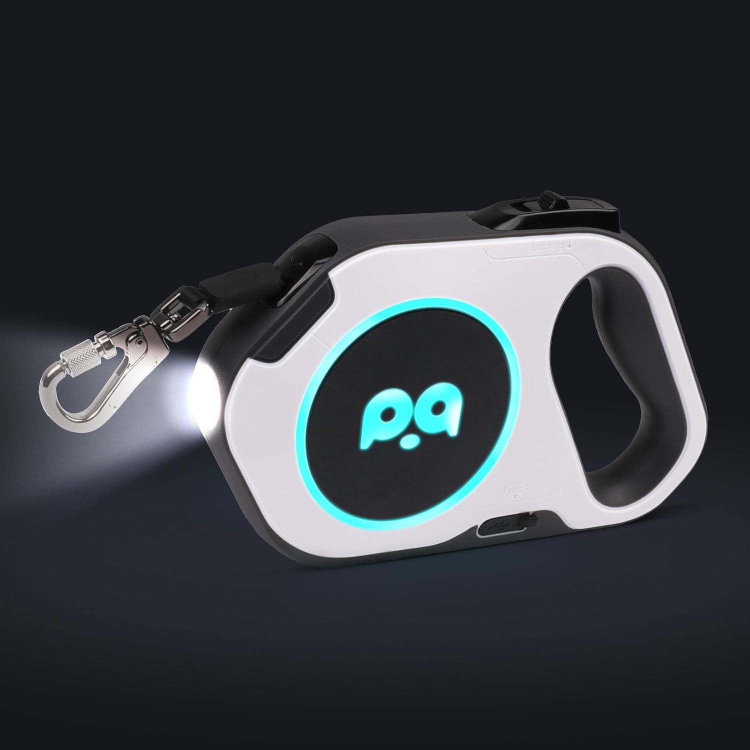 QQPETS Correa retráctil para perro con luz LED recargable, cinta de nailon resistente de 16 pies para paseos nocturnos de hasta 88 libras de