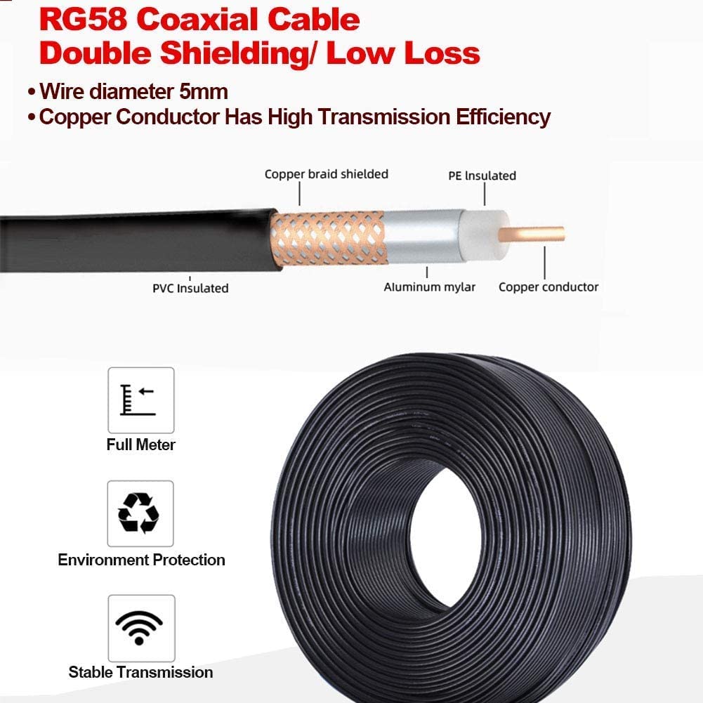 Cable de extensión de antena SMA  65.6 ft (65.6 pies), cable coaxial RG58 SMA macho a SMA hembra RF Cable de baja pérdida para 3G 4G LTE Router