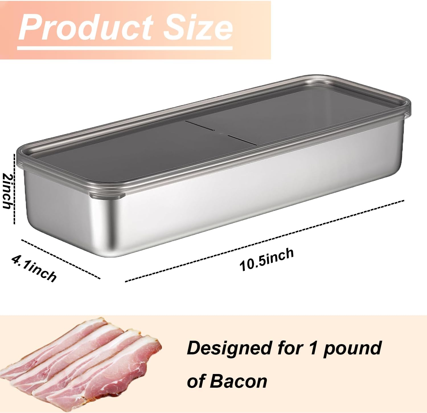 ANMOFLY Recipiente de tocino para refrigerador, 2 recipientes de almacenamiento de alimentos herméticos para delicatessen, contenedor de queso para