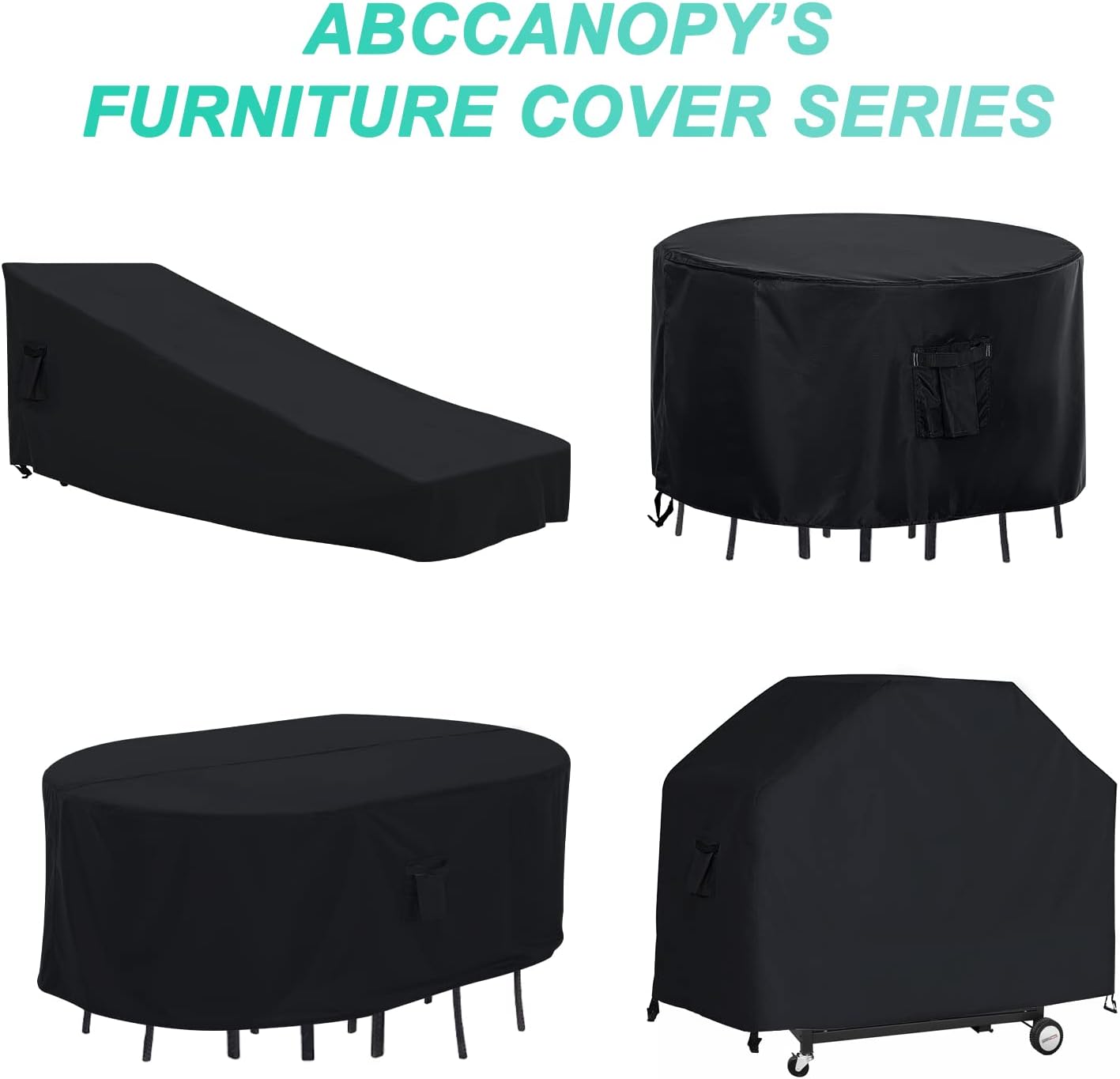 ABCCANOPY Funda de mesa redonda para muebles de exterior, resistente al agua y al polvo, resistente al viento, resistente al desgarro, resistencia a