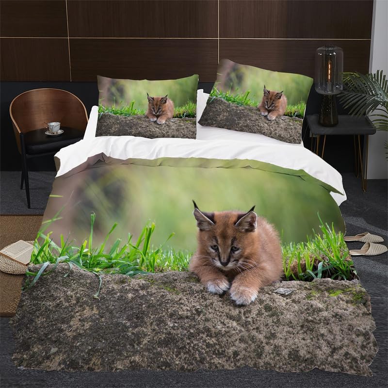 Juego de funda de edredón verde con estampado de animales tamaño Queen, funda de edredón de microfibra suave y 2 fundas de almohada de 20 x 26