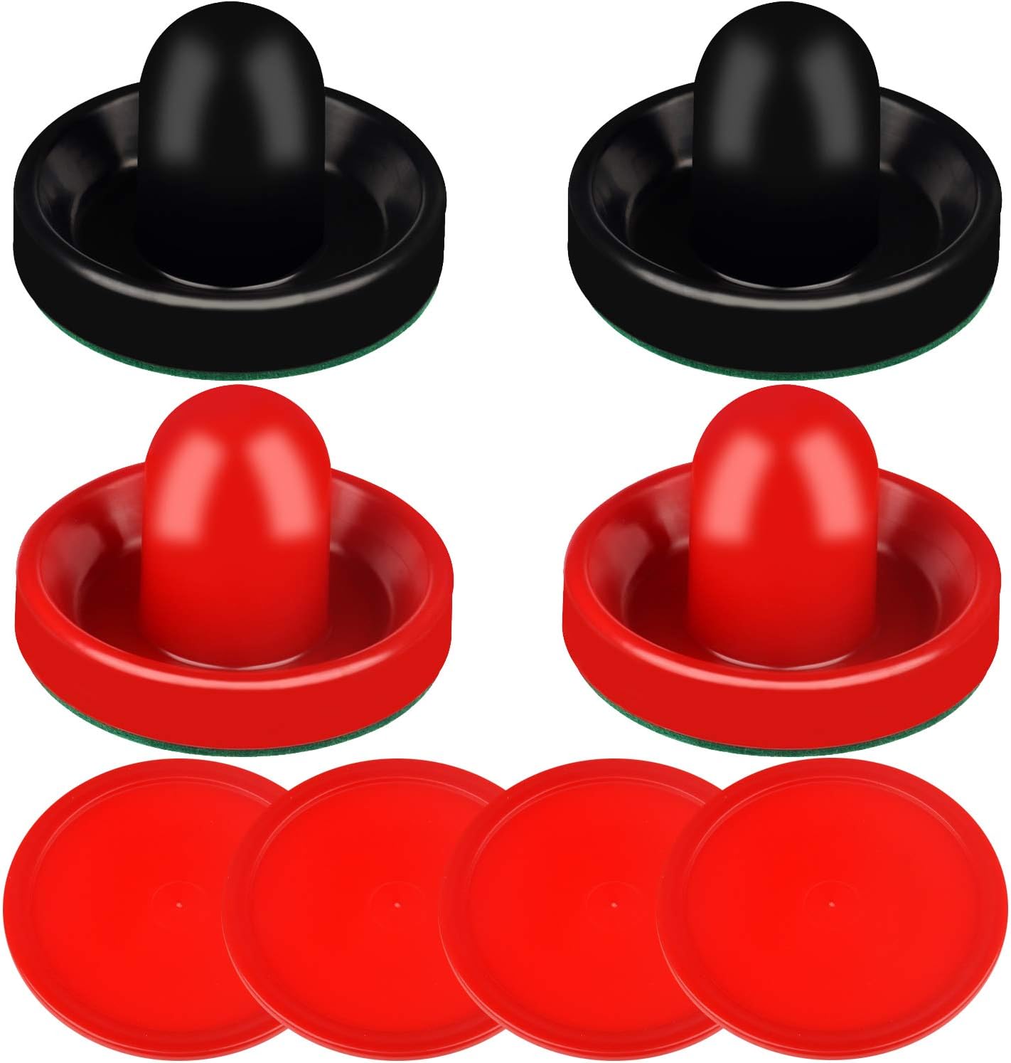 Empujadores de hockey de aire y discos de hockey de aire rojo, asas de portería, accesorios de repuesto para mesas de juego (4 Striker, paquete de 4