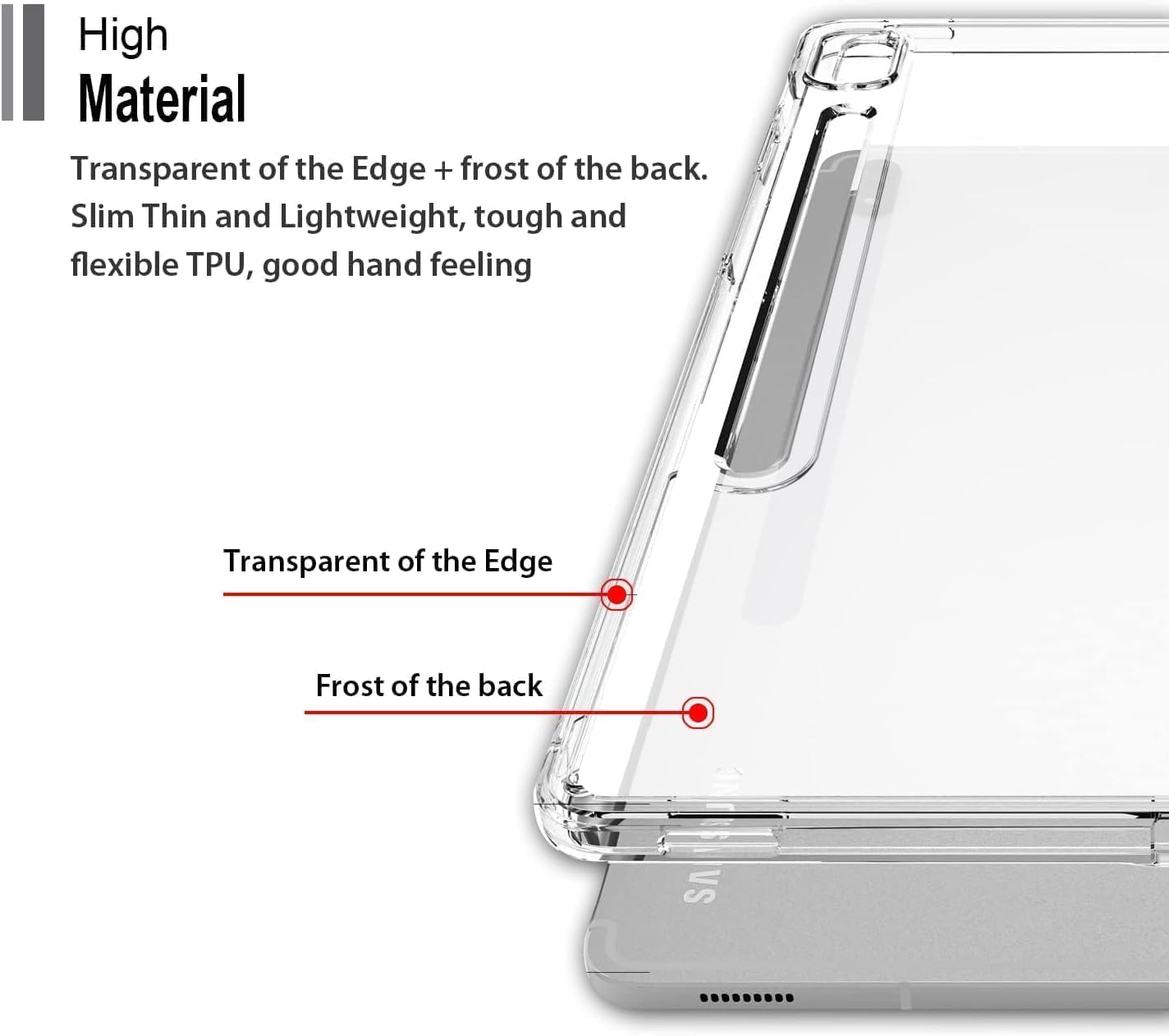 Funda para Samsung Galaxy Tab S9 FE+ de 12.4″, ultra delgada, suave, mate, transparente, carcasa trasera transparente para Samsung Galaxy Tab S9 FE