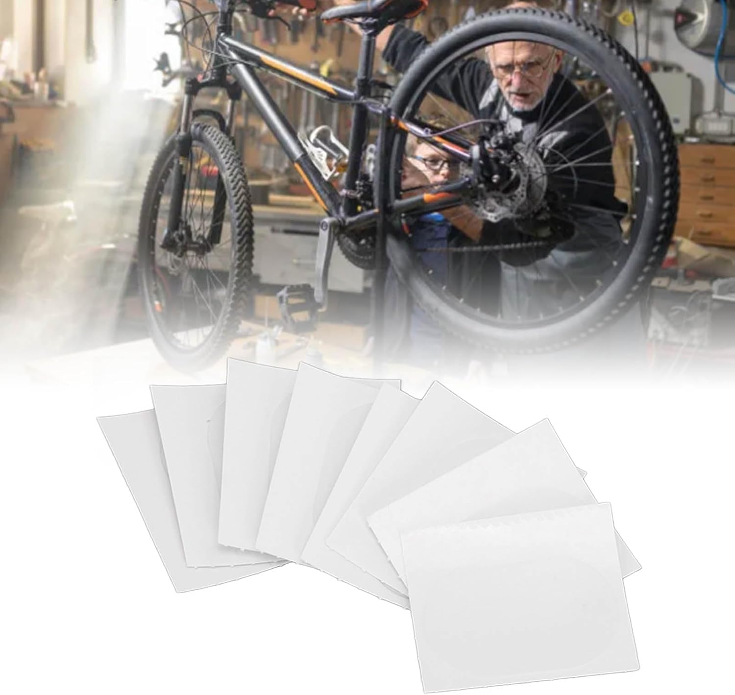 Alomejor Kit de reparación de parche de neumático de TPU de alto grado 8PCS para bicicleta, parches universales de tubo interior de bicicleta a