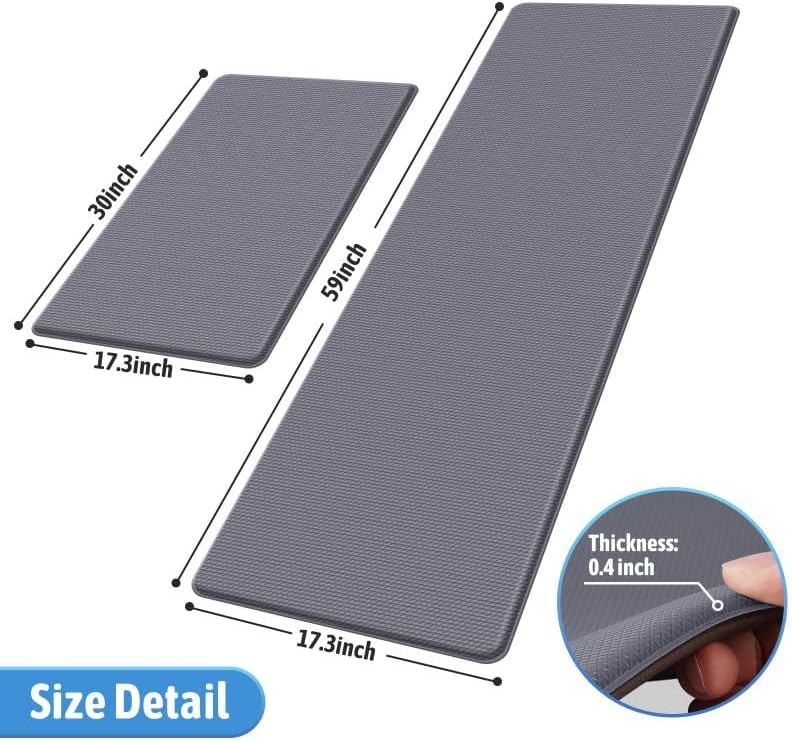 Tapete de cocina, 2 piezas de alfombras de cocina, tapetes de cocina acolchados para piso, tapete antifatiga, juego de alfombras de cocina, tapete