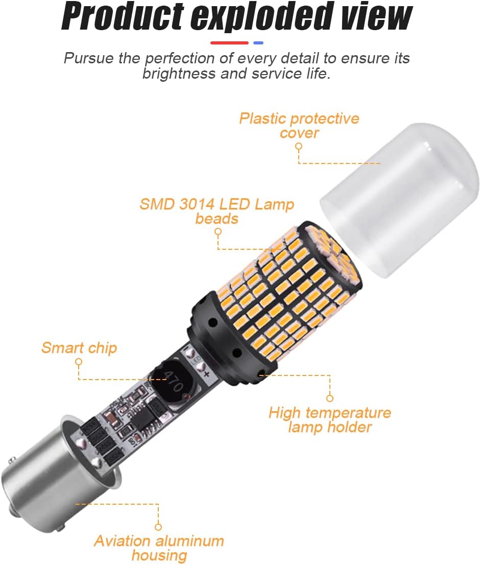 Paquete de 2 bombillas LED de freno 1157, bombilla de repuesto BAY15D de 12 V-24 V para freno de reversa, cola de correr, estacionamiento, universal
