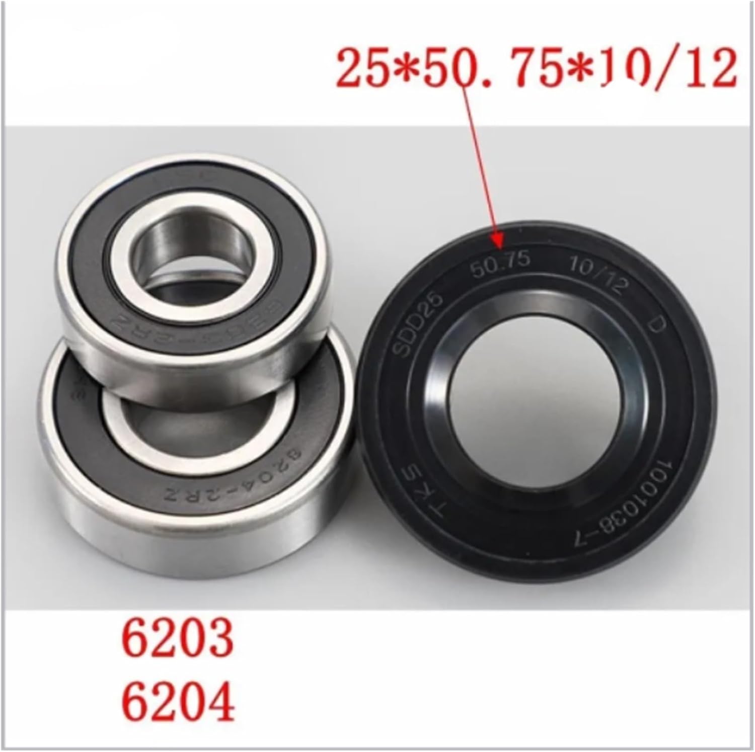 Compatible con sello de agua para lavadora de tambor Midea (25 x 50.75 x 1012) + rodamientos 2 piezas (6203 6204) piezas de anillo de sellado de