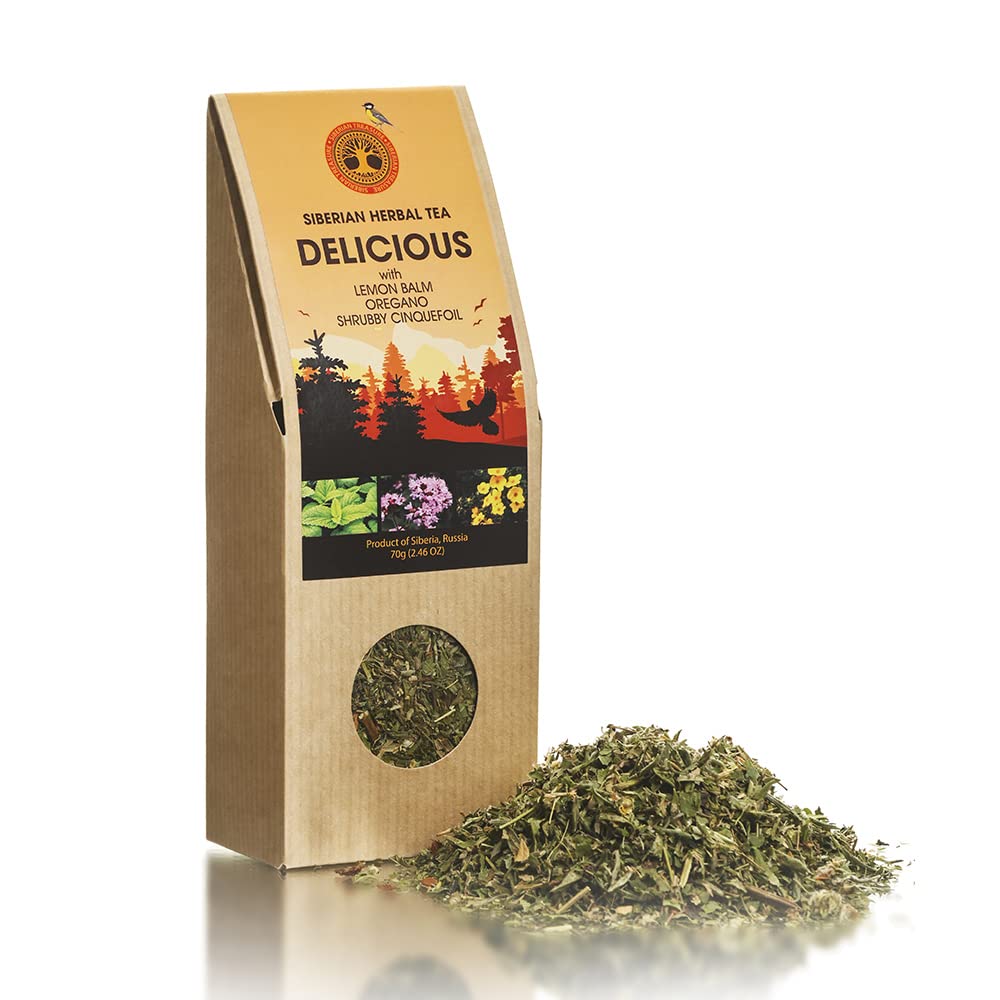 Té de hojas sueltas de hierbas siberianas con bálsamo de limón, orégano, cinquefoil arbustivo (2.46 onzas)