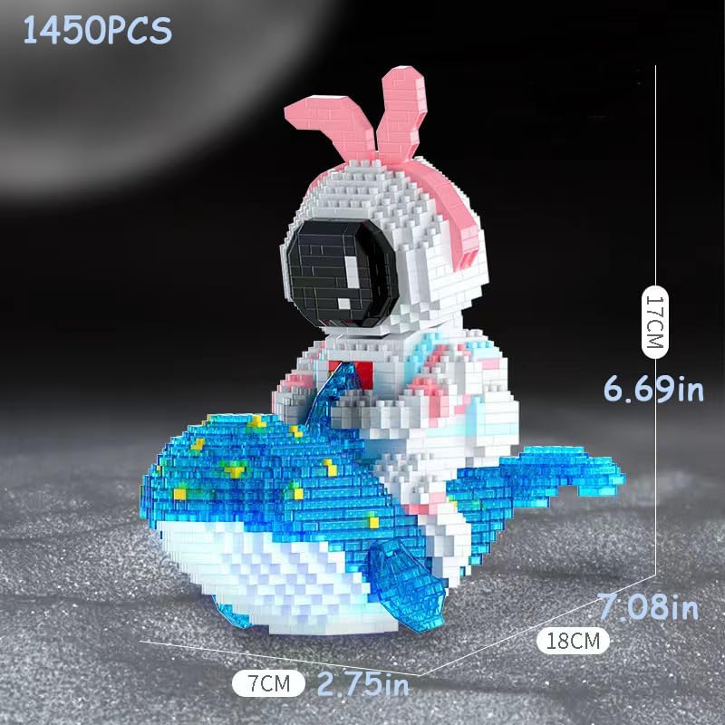 Kit de construcción de microladrillos de astronauta para niños y adultos, juguetes espaciales con kit de iluminación LED, compatible con ballena