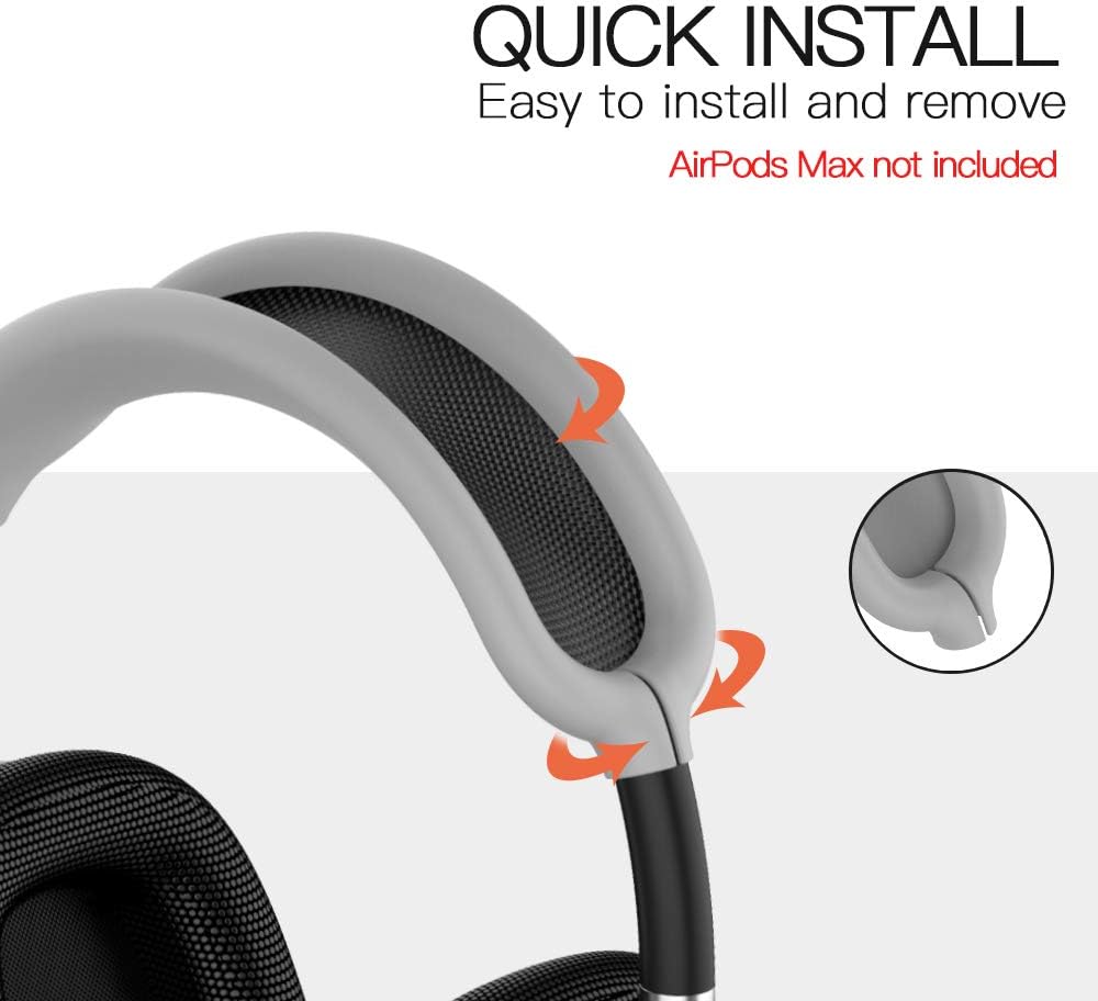 Tucana Funda compatible con auriculares AirPods Max, cubierta de silicona para la cabeza, accesorio para auriculares, color gris