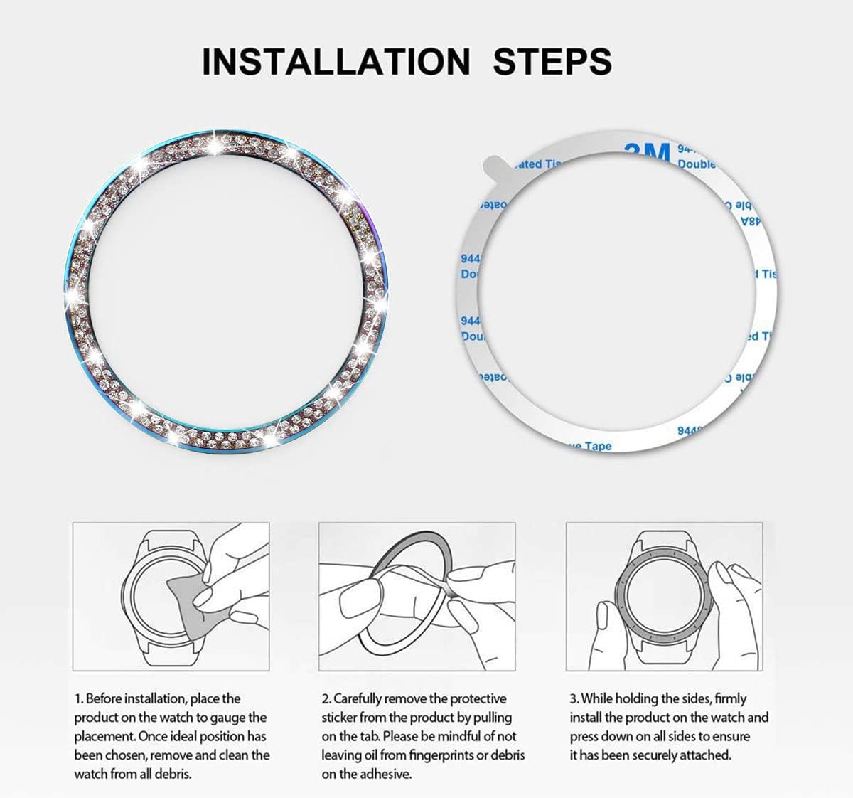 DEALELE Correas compatibles con Samsung Galaxy Watch 3 (1.772 pulgadas), correa de metal inoxidable con diamantes de imitación completos de 0.872