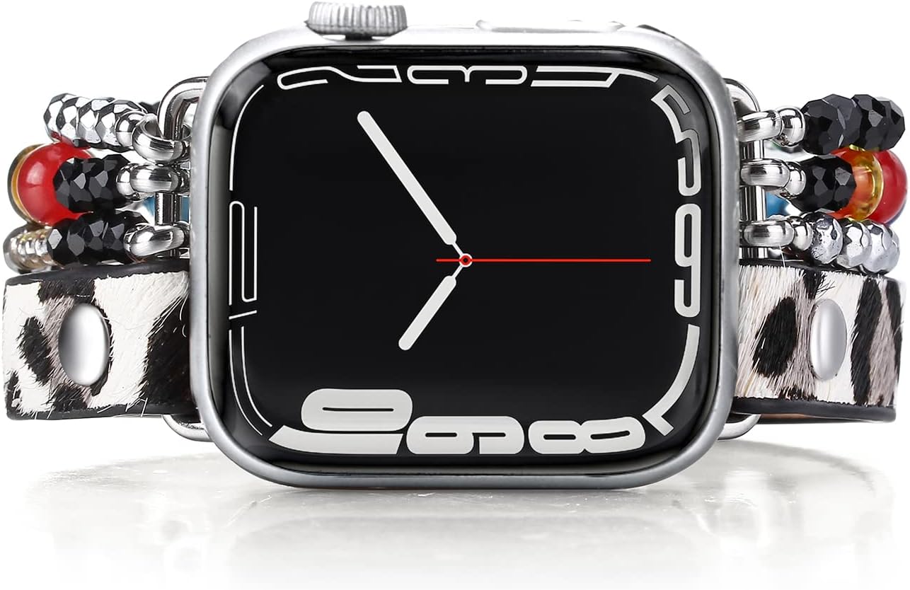 BOKIIWAY Correa de reloj de piedra con cuentas compatible con Apple Watch de 1.496 in1.575 in1.614 in1.654 in1.732 in1.772 in1.929 in  Correa de