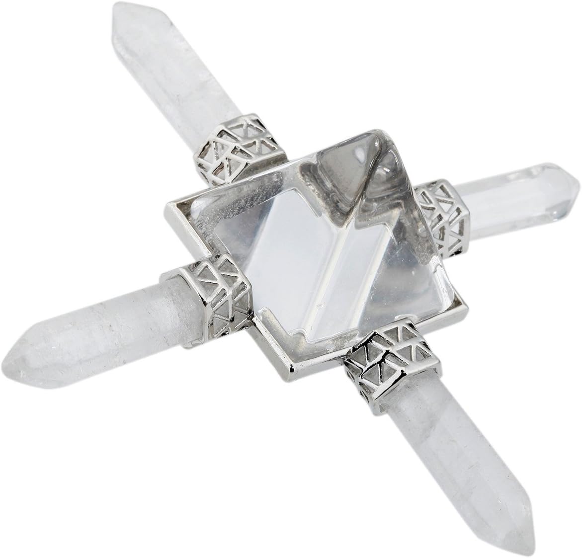 SUNYIK Generador de energía de pirámide de piedra, punto de cristal curativo, decoración de cuatro direcciones para meditación de equilibrio de