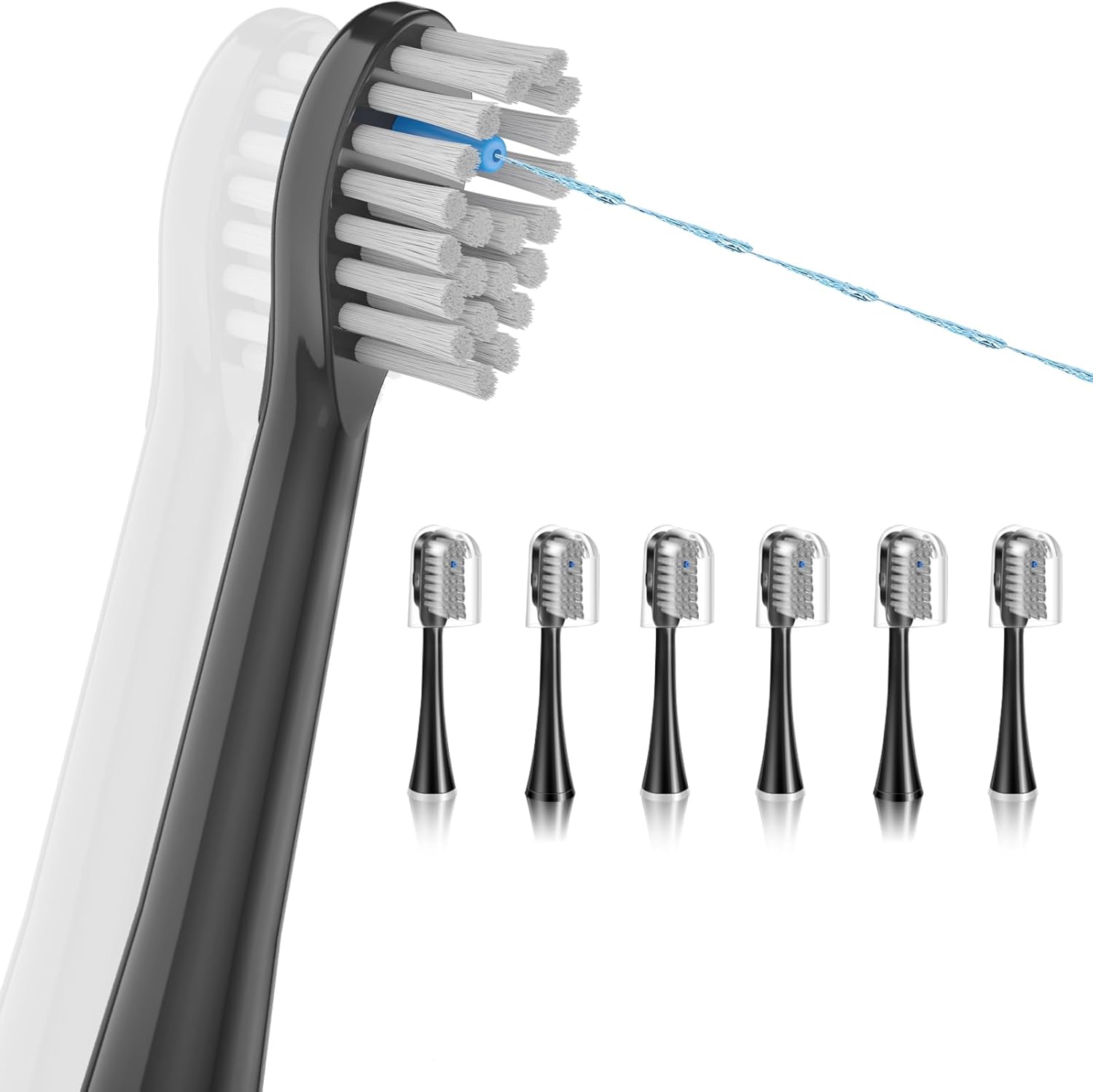 Repuesto de cabezal de cepillo de dientes con hilo dental, 3 unidades, compatible con Water-pik Sonic Fusion  2.0 SF-01, SF-02, SF03 y SF-04 (negro,