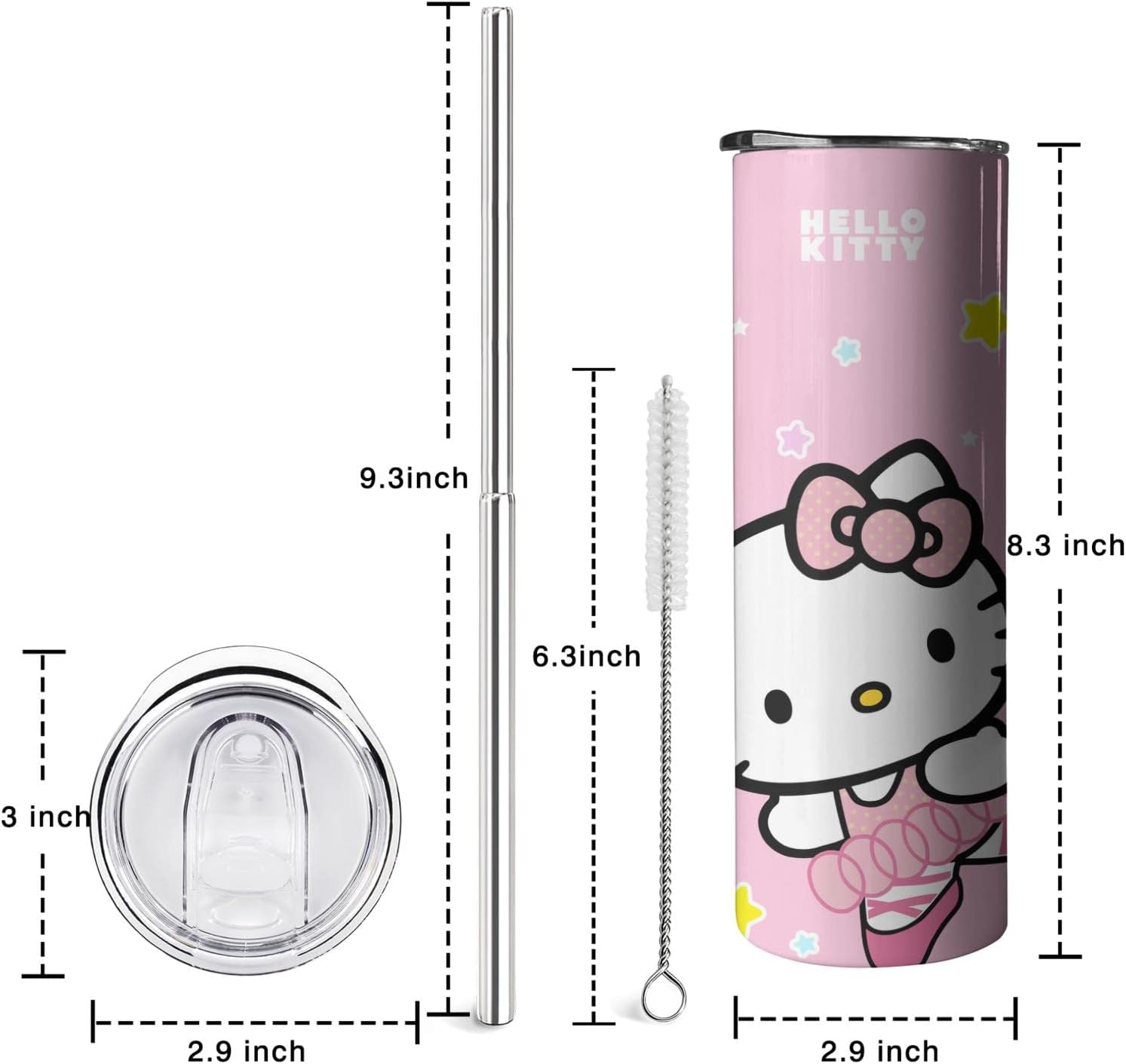 Vaso de agua para adultos, botella de agua de doble pared para niños, taza de café rosa de 20 onzas, regalo para niñas y mujeres