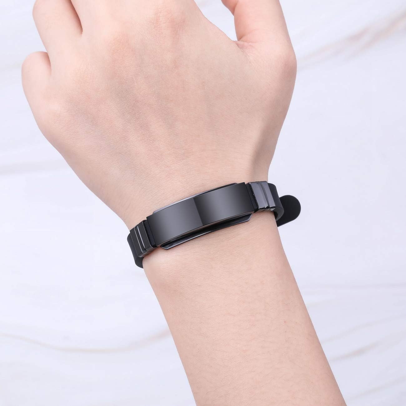 MOWOM Medical – Pulsera de silicona con grabado personalizado, con identificación, alerta médica, pulsera ajustable para hombres, mujeres, niños, de