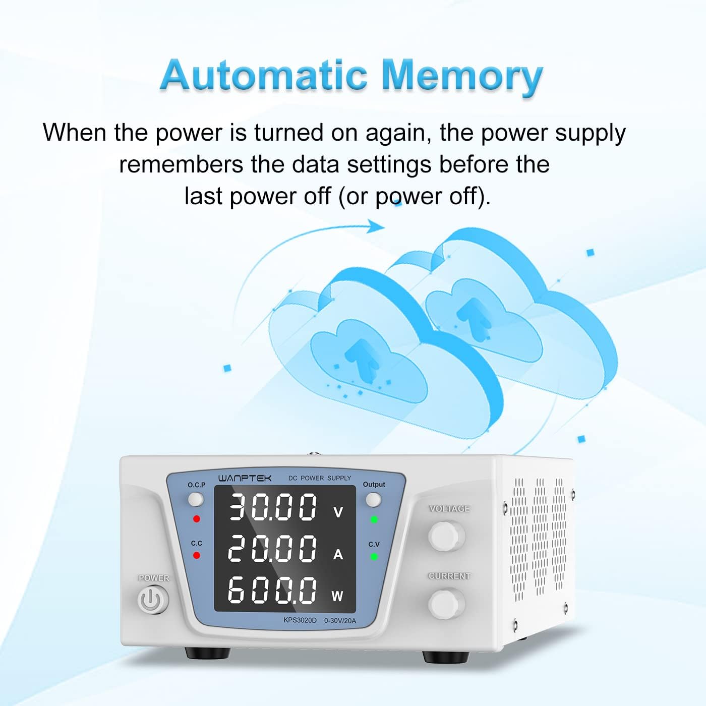 Fuente de alimentación CC variable 30V 20A 600W, fuente de alimentación de banco con perillas de ajuste precisas del codificador, fuente de
