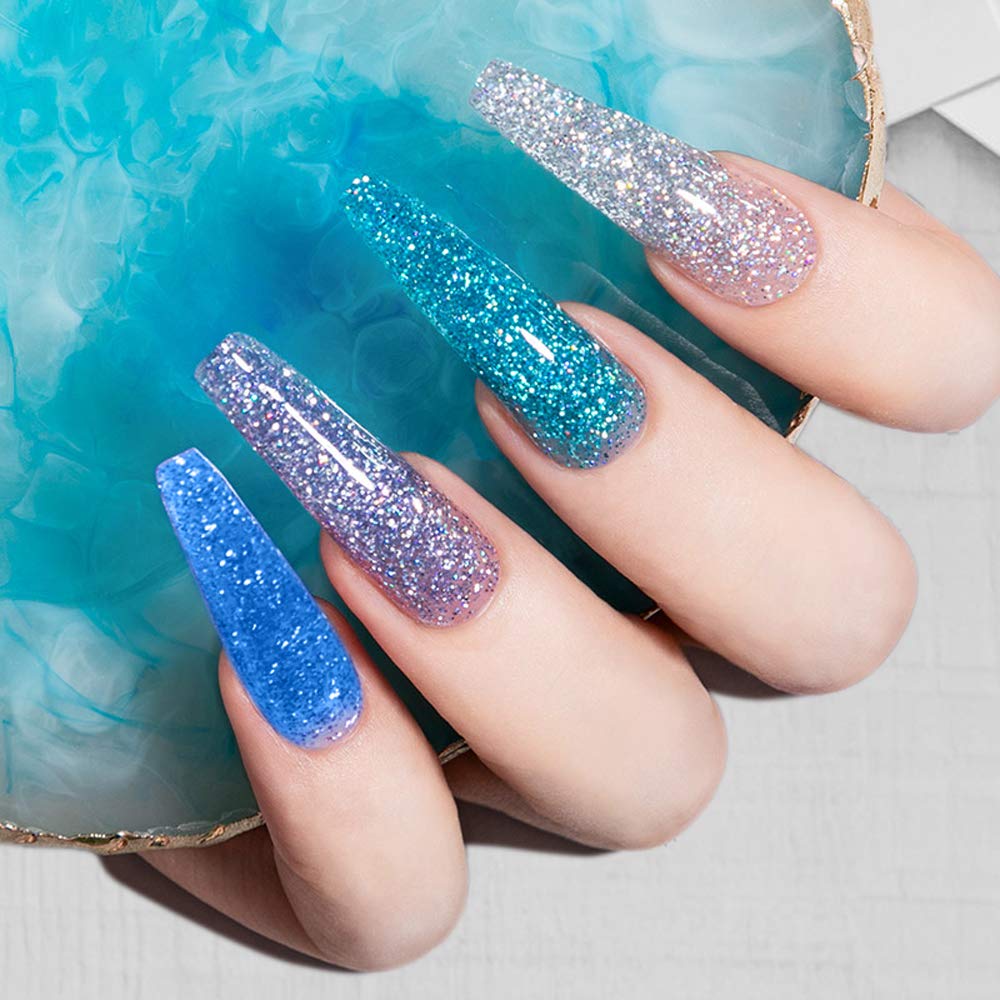 MIZHSE Kit de uñas de poligel, 8 colores, gel constructor de extensión de uñas, kit profesional de poligel con purpurina, morado, azul, rosa, rojo,