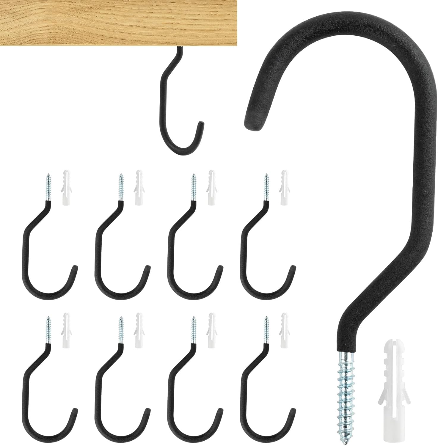 10 ganchos de garaje para bicicleta, resistentes para garaje, soporte de pared, ganchos en J, para colgar en el techo, ganchos para bicicletas,