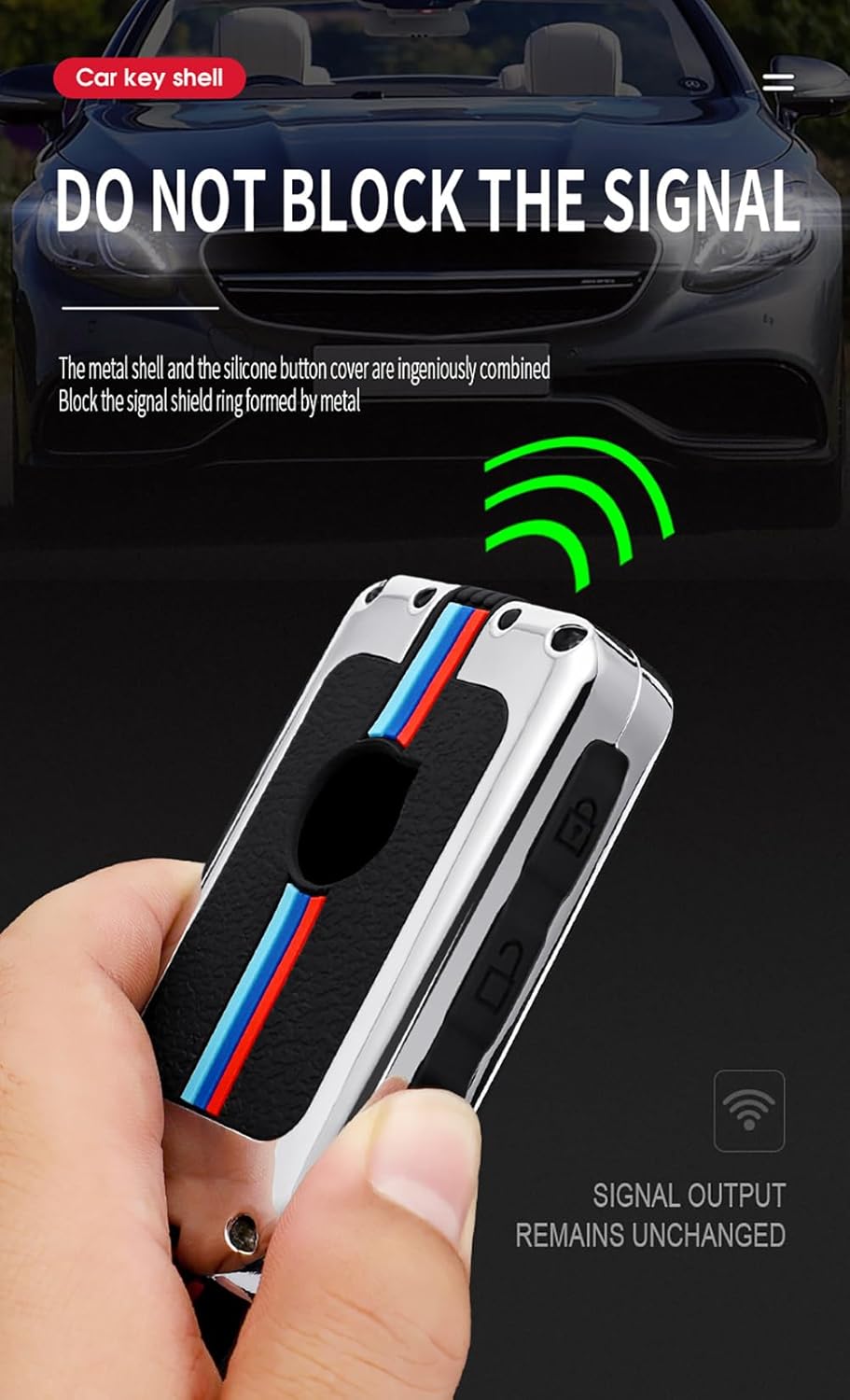 SANRILY Funda luminosa para llavero inteligente para Volvo XC40 XC60 XC90 S90 S60 V60 V90 sin llave con llavero negro