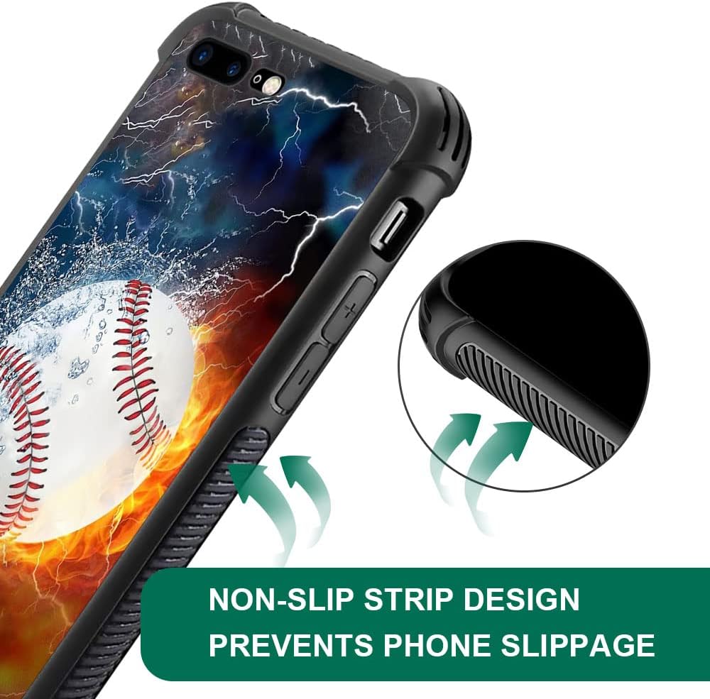 DAIZAG Funda compatible con iPhone 78SE 2020 Ice Fire Baseball Funda de teléfono a prueba de golpes suave TPU para niños y hombres, funda de regalo