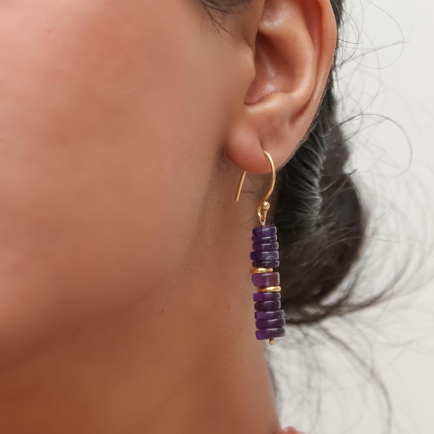 Gempires Natural Tiendaite Heishi Beads With Spacers Earring, Healing Crystals, Gift for Her, Handmade Jewelry (Tiendaite)