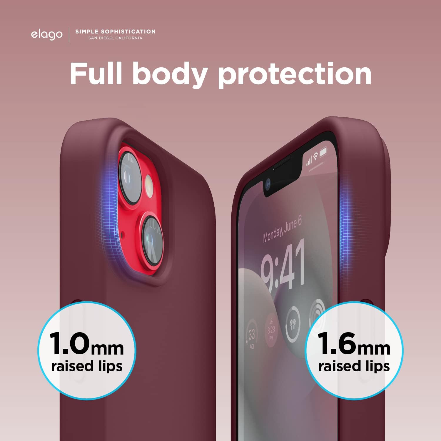 elago Compatible con iPhone 14, funda de silicona líquida, funda protectora de cuerpo completo, a prueba de golpes, funda delgada para teléfono,