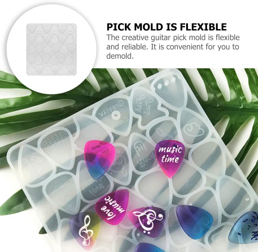 SUPVOX Moldes de resina para púas de guitarra, molde de cristal de silicona, moldes de resina epoxi, molde para llavero, molde para hacer jabón,