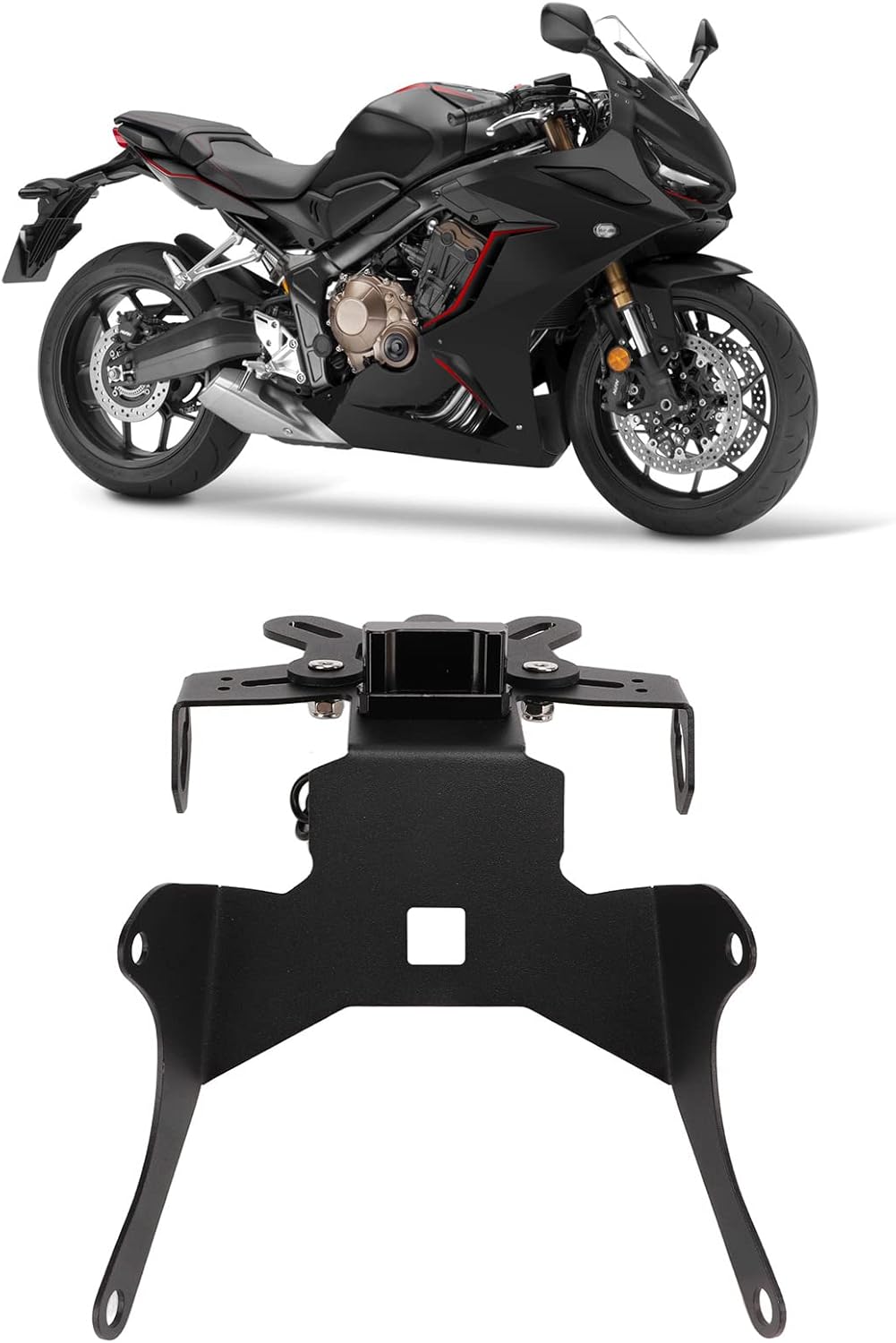 Yctze Soporte de placa trasera de motocicleta con ensamblajes de luz trasera powersports Soporte de placa de matrícula de motocicleta Ho
