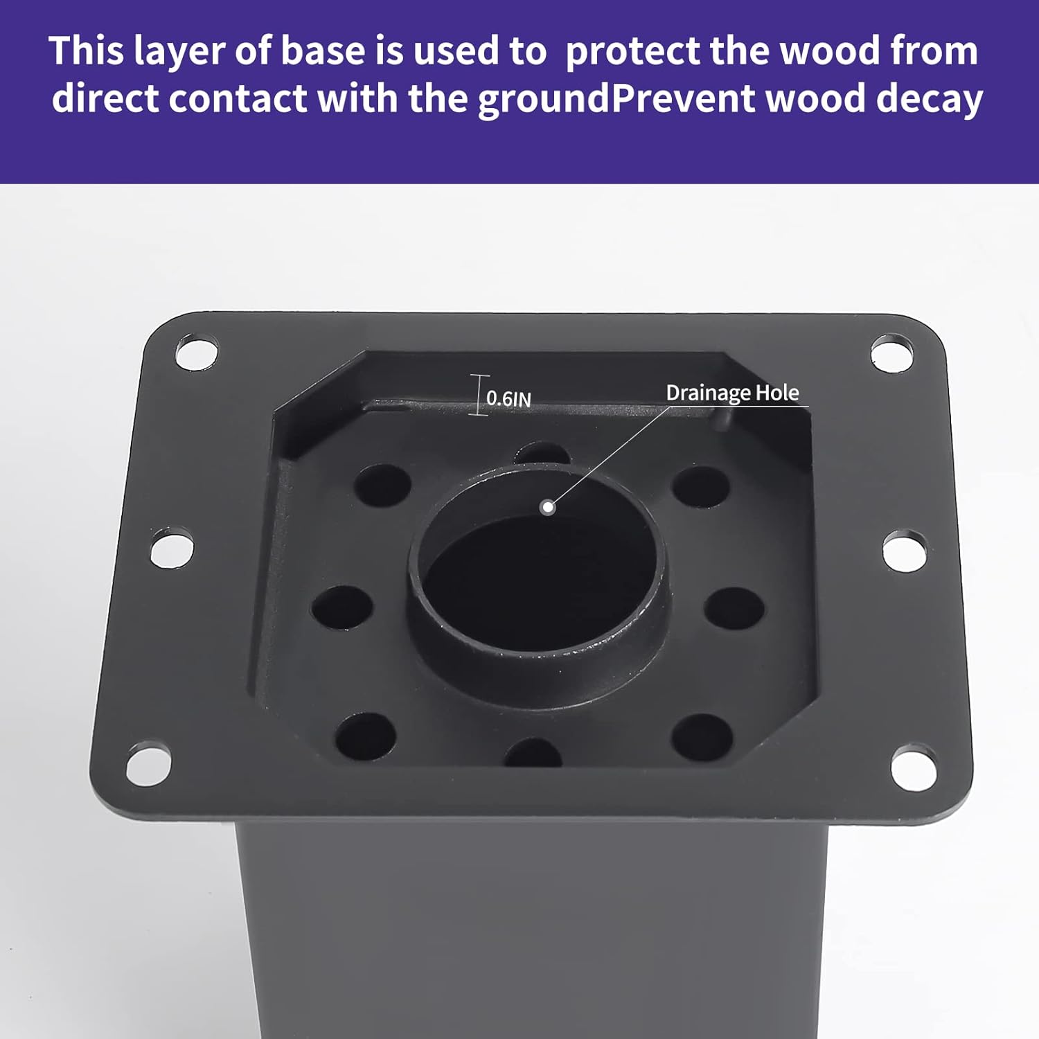 Base de poste de 4 x 4, 4 juegos de anclaje para postes, (tamaño interior de 3.5 x 3.5 pulgadas), soporte de base de poste de metal negro con
