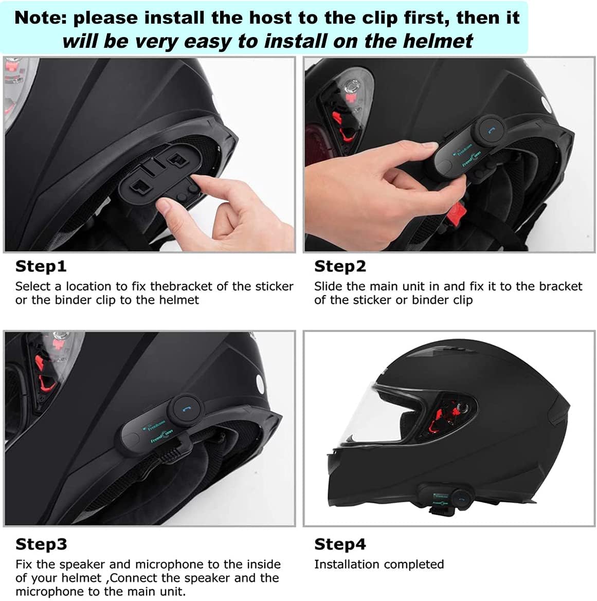 FreedConn – Sistema de comunicación para casco de motocicleta, intercomunicador Bluetooth TCOM-SC, 2 unidades, kit de comunicación de 2 vías