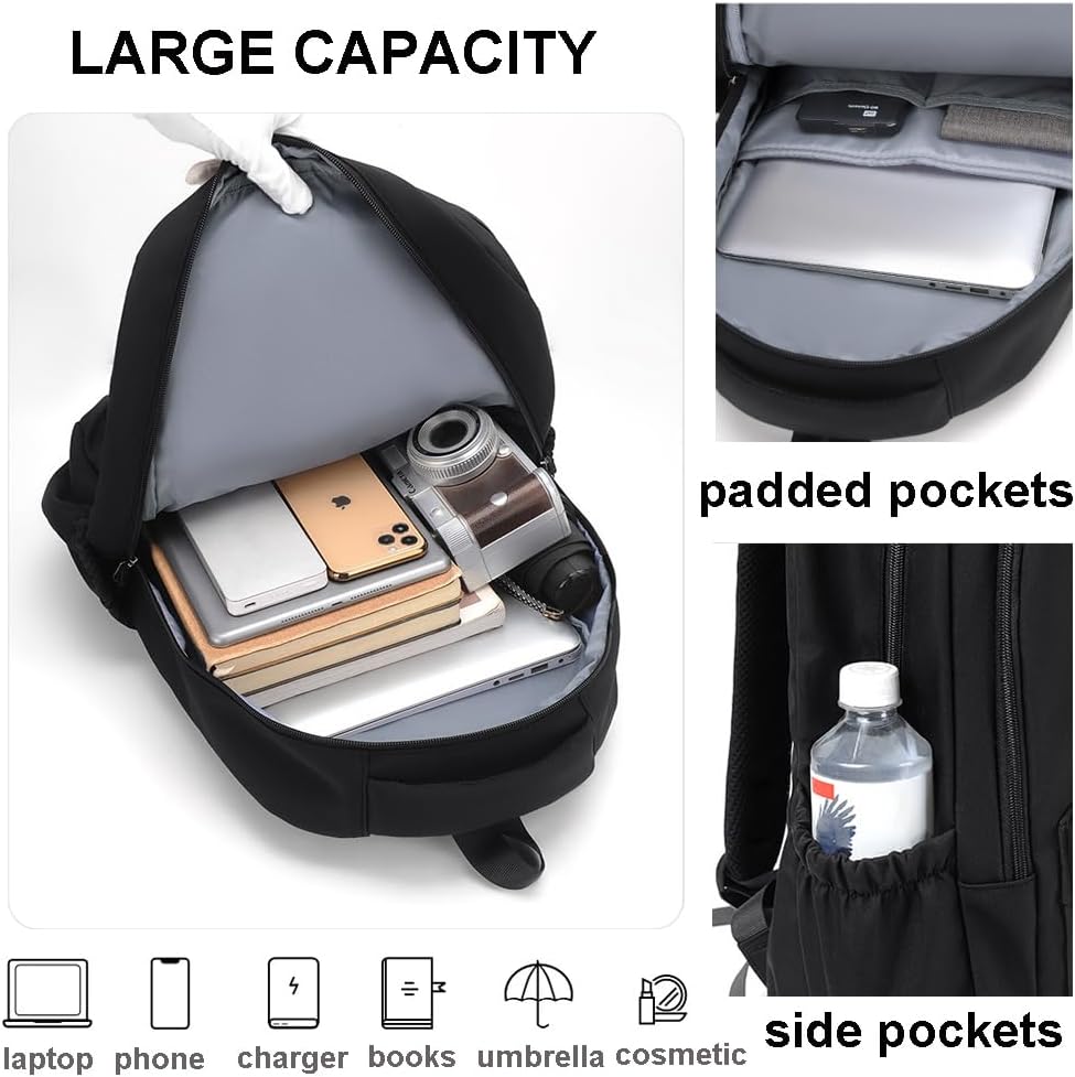 Mochila de viaje unisex para computadora portátil de 15.6 pulgadas, ligera, 25 L, mochila de gran capacidad, Gris, Mochilas de viaje