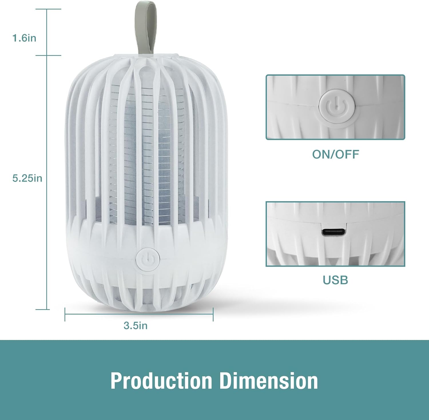 Exterminador de mosquitos portátil de doble función, doble modos de iluminación LED y UV, mata insectos en contacto, recargable por USB, capacidad