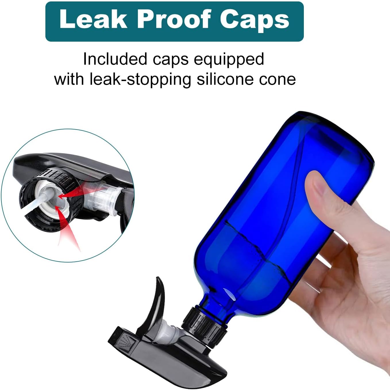 Botellas de vidrio azul de 16 onzas  Paquete de 3 botellas vacías recargables para soluciones de limpieza, aceites esenciales, plantas, cabello