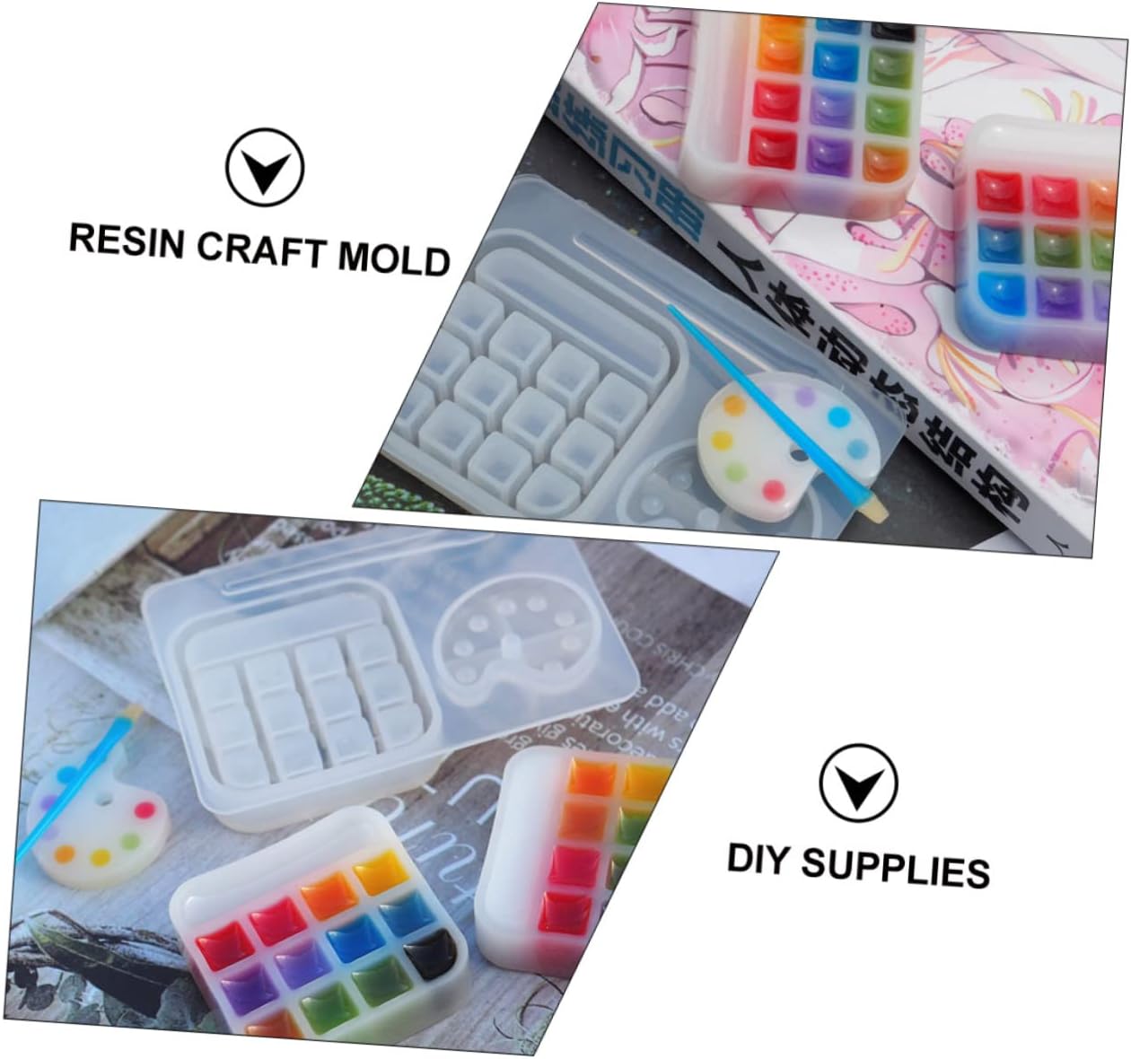 COHEALI 2 unids caja paleta plantilla bandeja de cristal molde de arcilla moldes de resina silicona lápiz labial resina epoxi bandeja de resina de