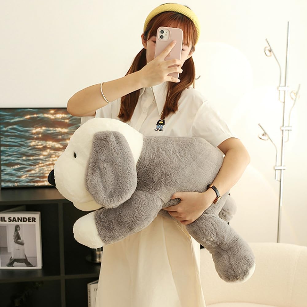 Cachorro de peluche de animal de peluche lindo perro de peluche (19.7 in19.7 pulgadas, gris)