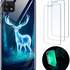 3 protectores de pantalla Samsung Galaxy A22 5G Funda de silicona luminosa nocturna 9H cubierta de vidrio templado suave delgada TPU parachoques 3 protectores de pantalla Samsung Galaxy A22 5G Funda de silicona luminosa nocturna 9H cubierta de vidrio templado suave delgada TPU parachoques