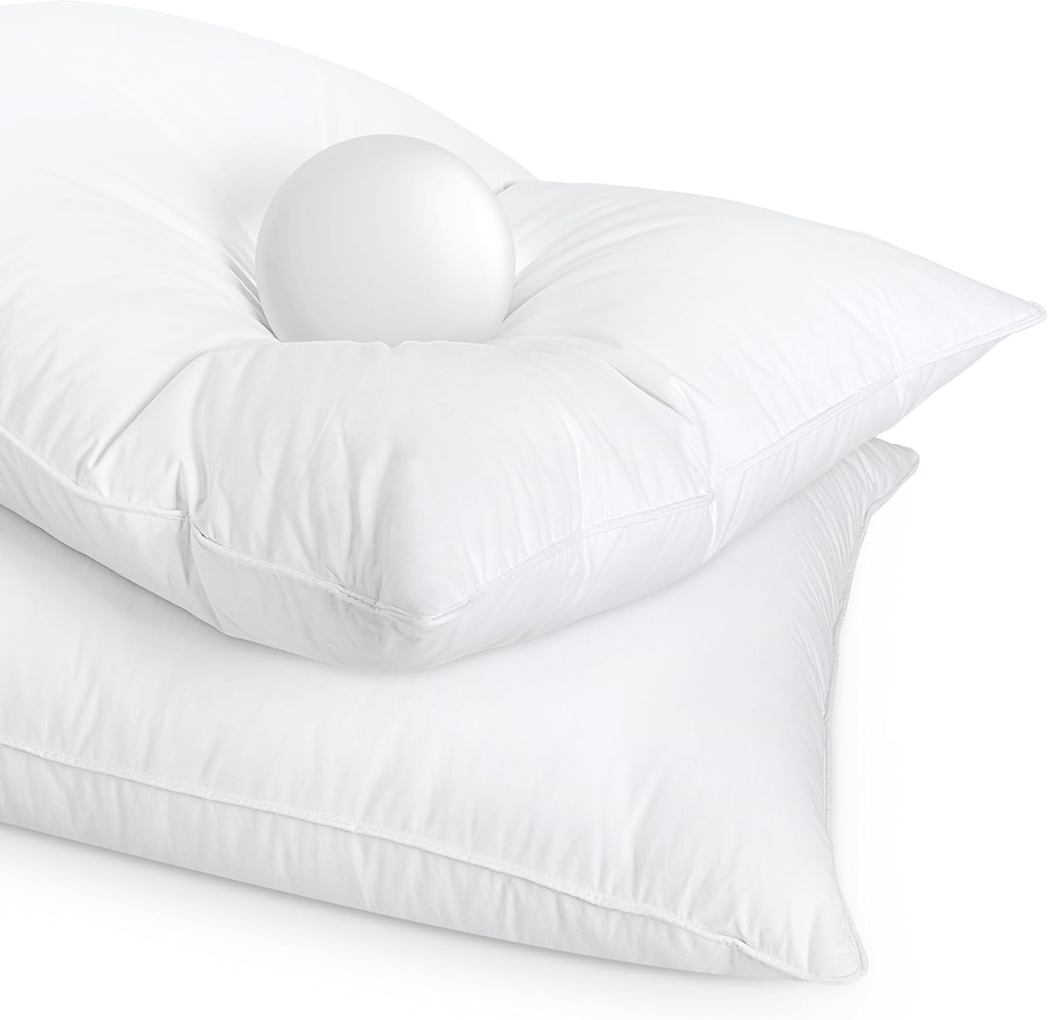 ZB-DP01 – Almohada de plumas de ganso para dormir, almohada de plumón de hotel tamaño Queen, funda de algodón suave blanca, relleno envolvente de