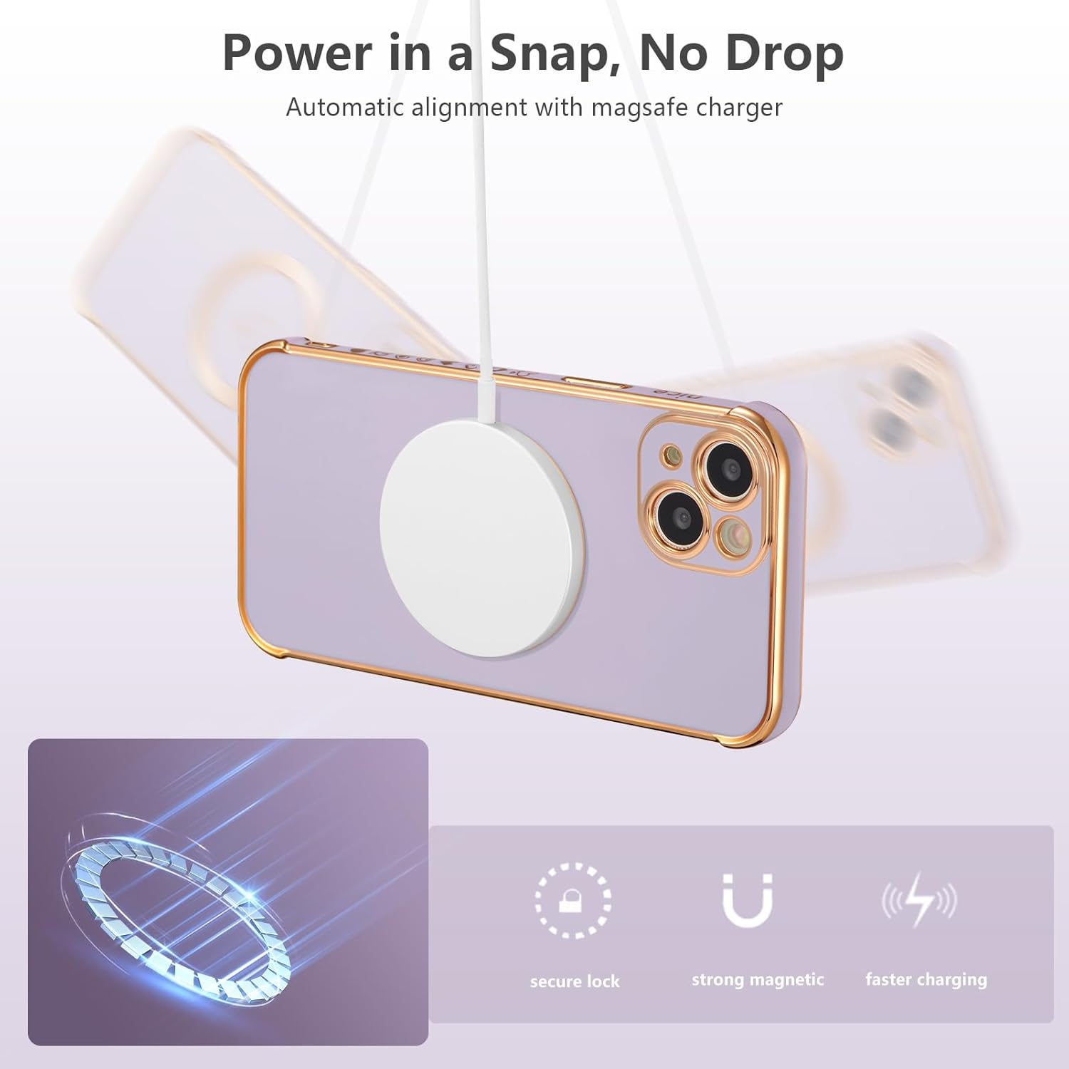 ZTOFERA Funda magnética para iPhone 15 Plus compatible con MagSafe, bonita funda con patrón de corazones de amor chapado para mujeres y niñas, funda