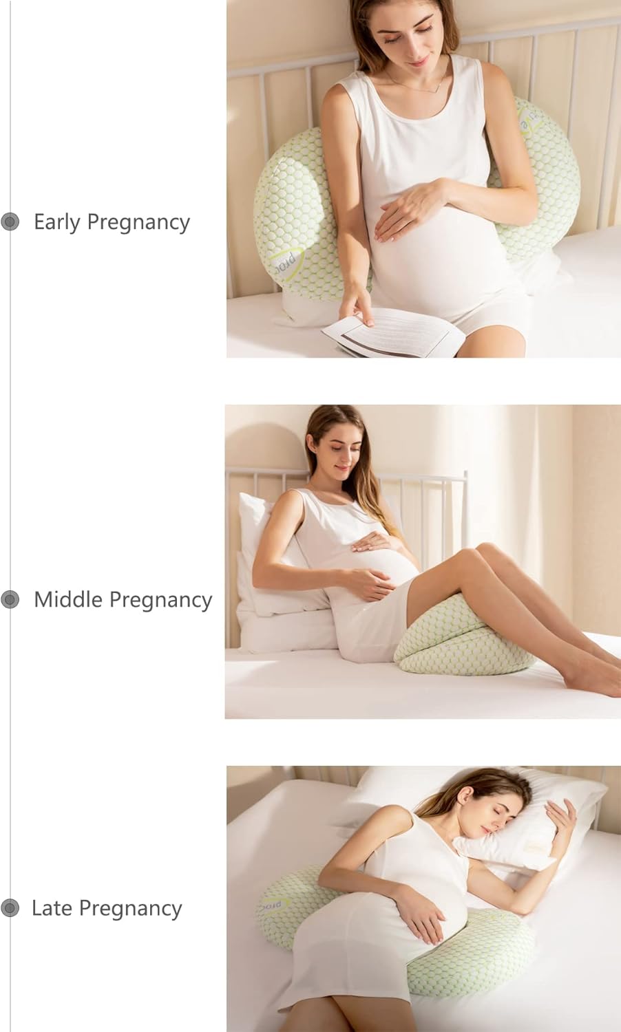 PUREPLAY Almohadas de embarazo para dormir, almohada de maternidad para mujeres embarazadas con funda de almohada desmontable y ajustable, soporte