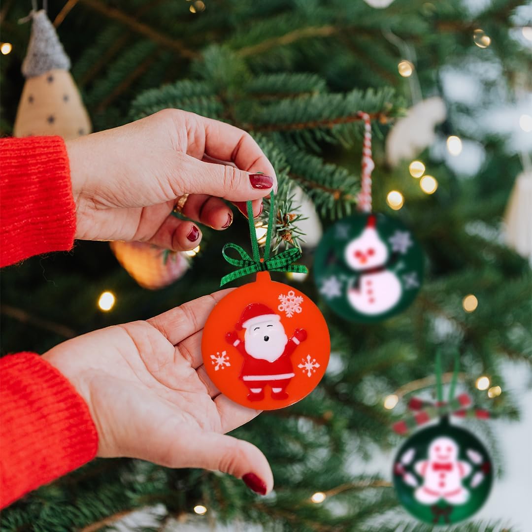 Zayookey Moldes de resina para colgantes de Navidad, adornos redondos, molde de silicona, llavero de joyería de Navidad, molde de fundición de